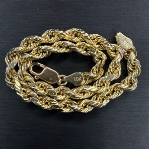 Solid 10K Yellow Italian Gold Diamond Cut Rope Bracelet 8” 4.18mm